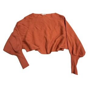 Altard State Dolman‎ Sleeve Ribbed Knit Cropped Sweater Rust Orange Small